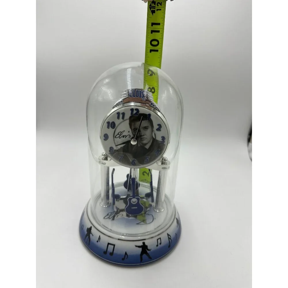 Elvis Presley Pendulum Clock 25th‎ Anniversary Blue Silver Glass Works See Video